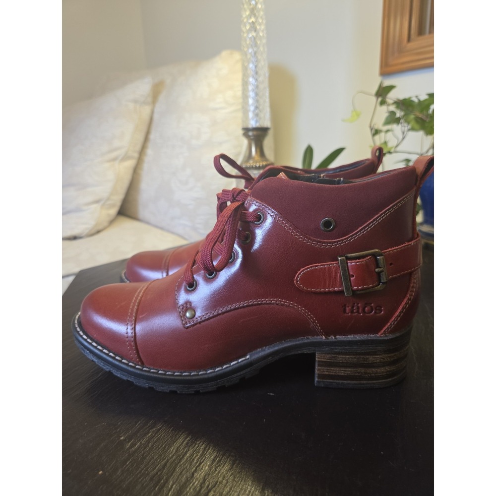 Taos Women's Mini Crave Leather Ankle Boots Red US Size 7-7.5/EU 38 NEW! $210 - Picture 6 of 16